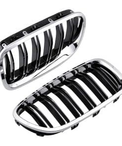 Parrilla Delantera con Doble Láminas Cromadas en Negro