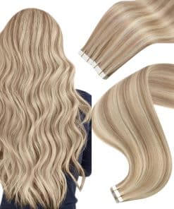 Easyouth Extensiones de Cabello Humano Tape en Rubias