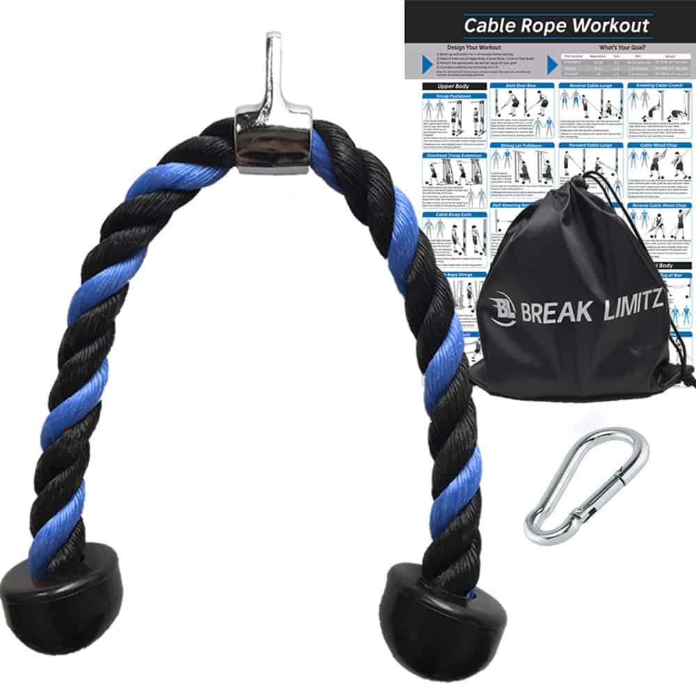 Cuerda de tríceps azul Break Limitz con poster | 27" Cuerda