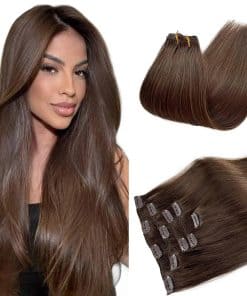 Extensiones de Cabello de Pelo Humano Clip ins #4 Marrón
