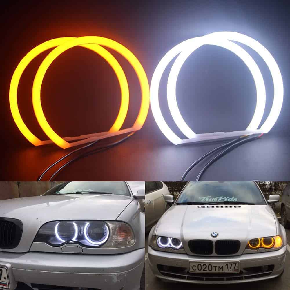 Anillos de halo de colores duales blanco/ámbar para BMW E36