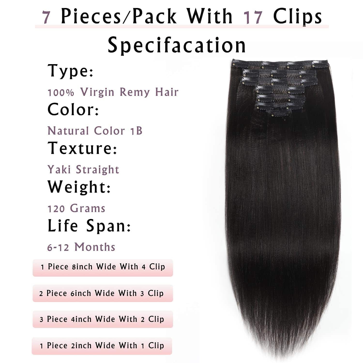 Extensiones de Cabello Clip Yaki de Anrosa de Cabello - Imagen 3