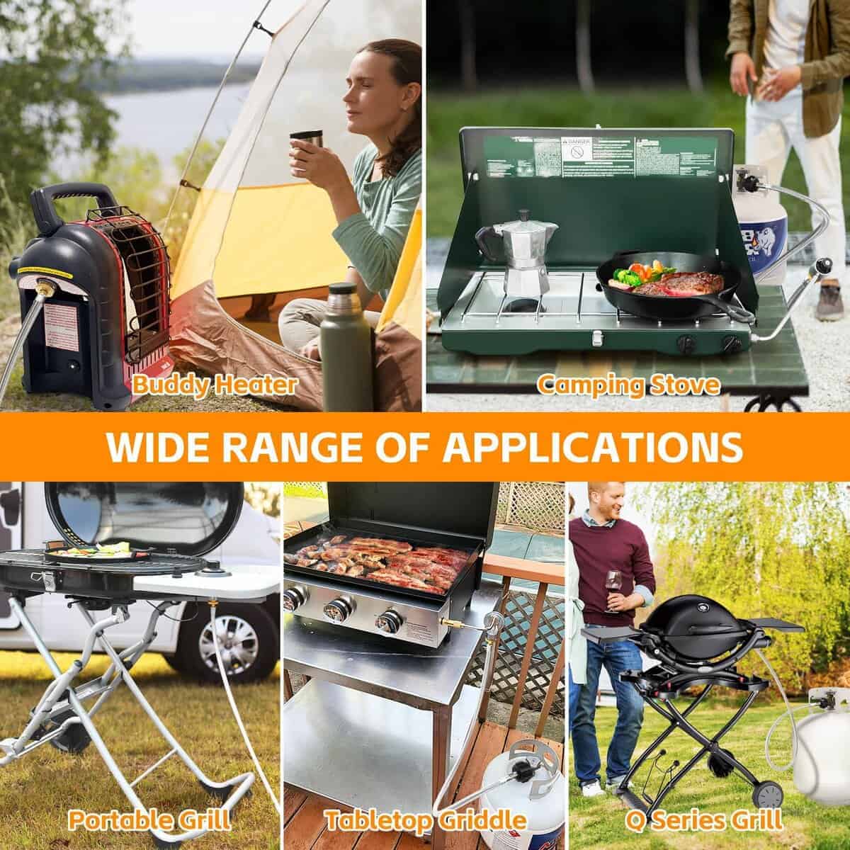 Manguera de Propano de 5FT, Adaptador de Propano de 1lb a - Imagen 7