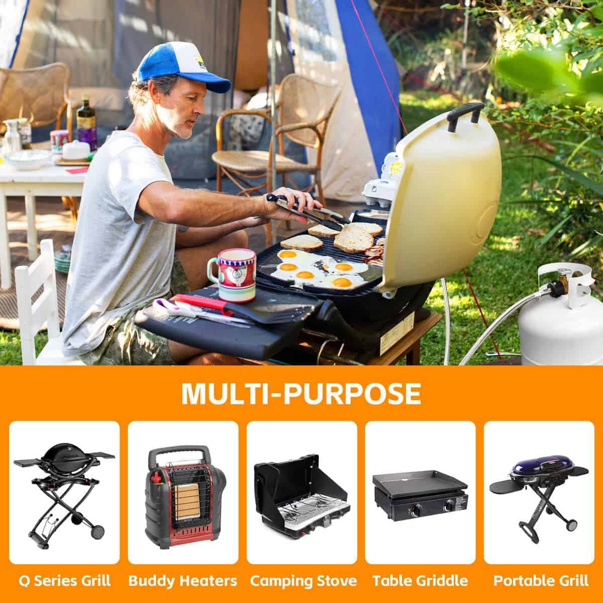 Manguera de Propano de 5FT, Adaptador de Propano de 1lb a - Imagen 6