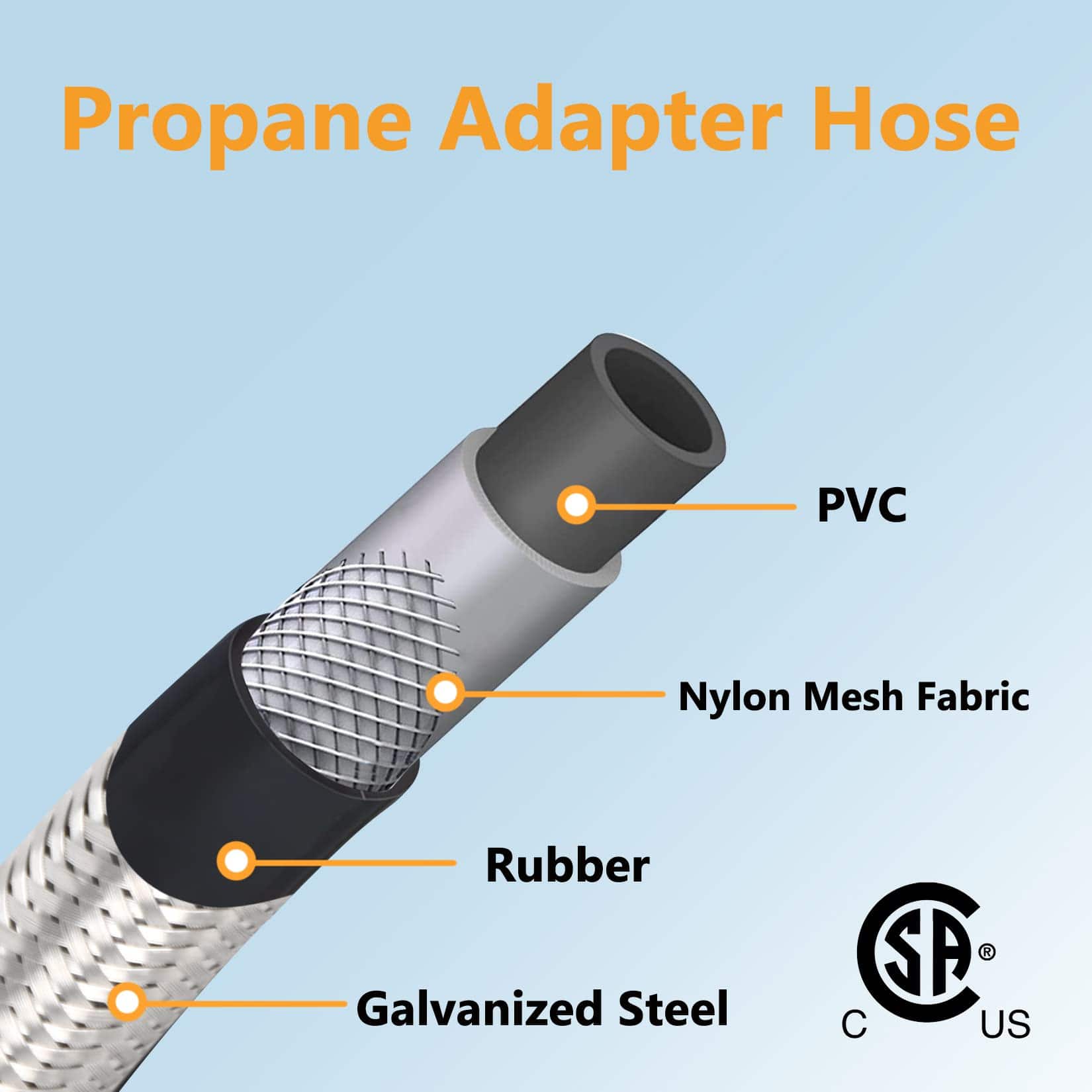 Manguera de Propano Gassaf de 12 pies - Adaptador de - Imagen 6