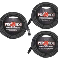 Pack de 3 Cables de Micrófono Pig Hog XLR de 25 Pies de