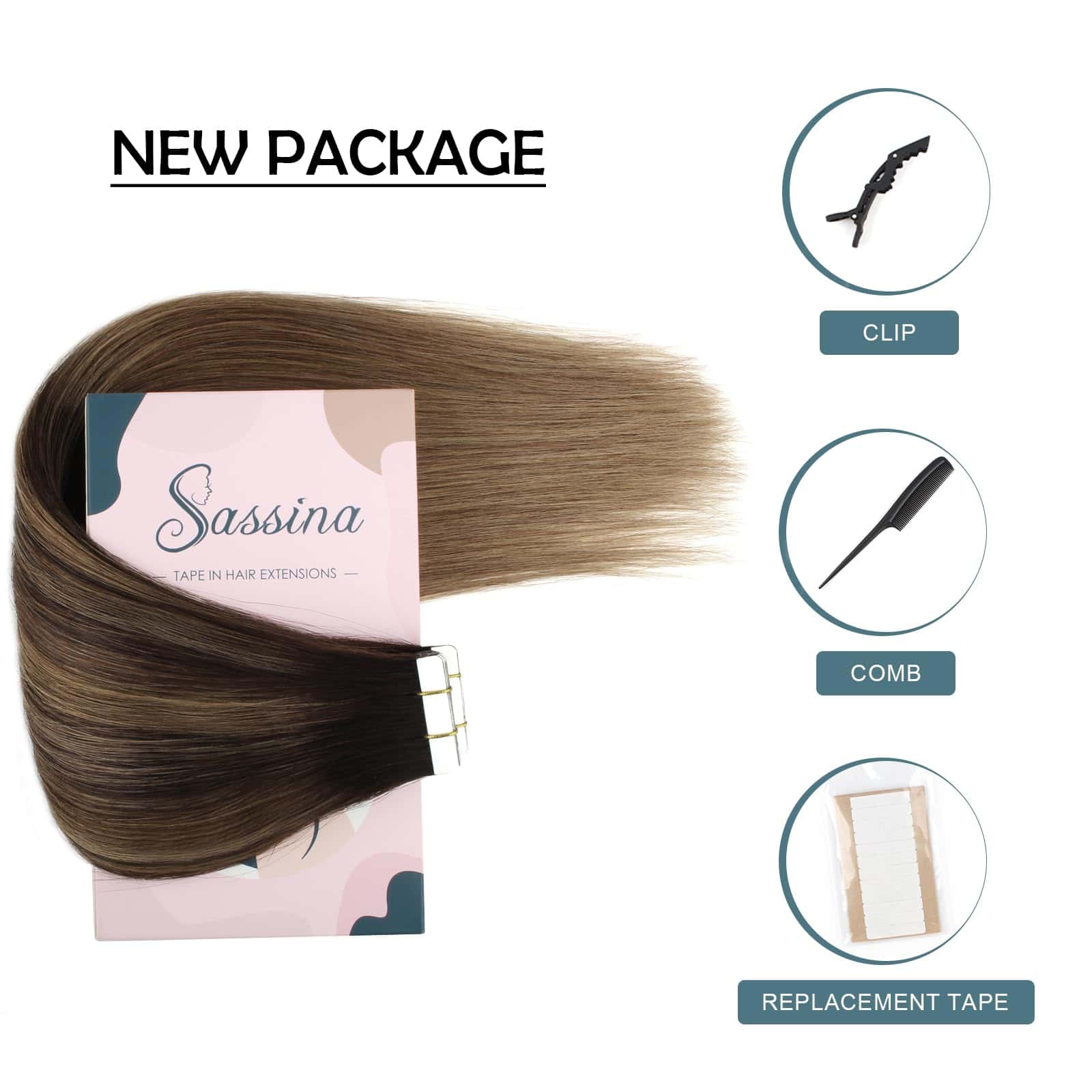 Extensiones de Cabello Tape in Remy Hair Ombre Balayage de - Imagen 7