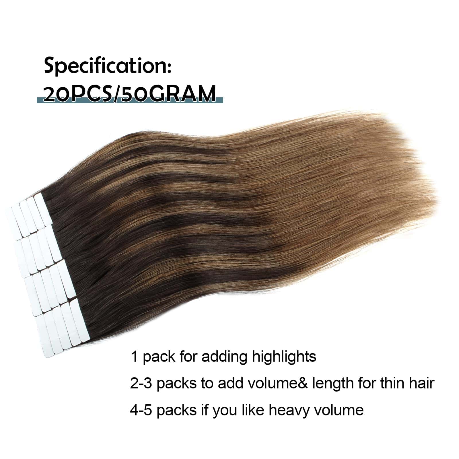 Extensiones de Cabello Tape in Remy Hair Ombre Balayage de - Imagen 4