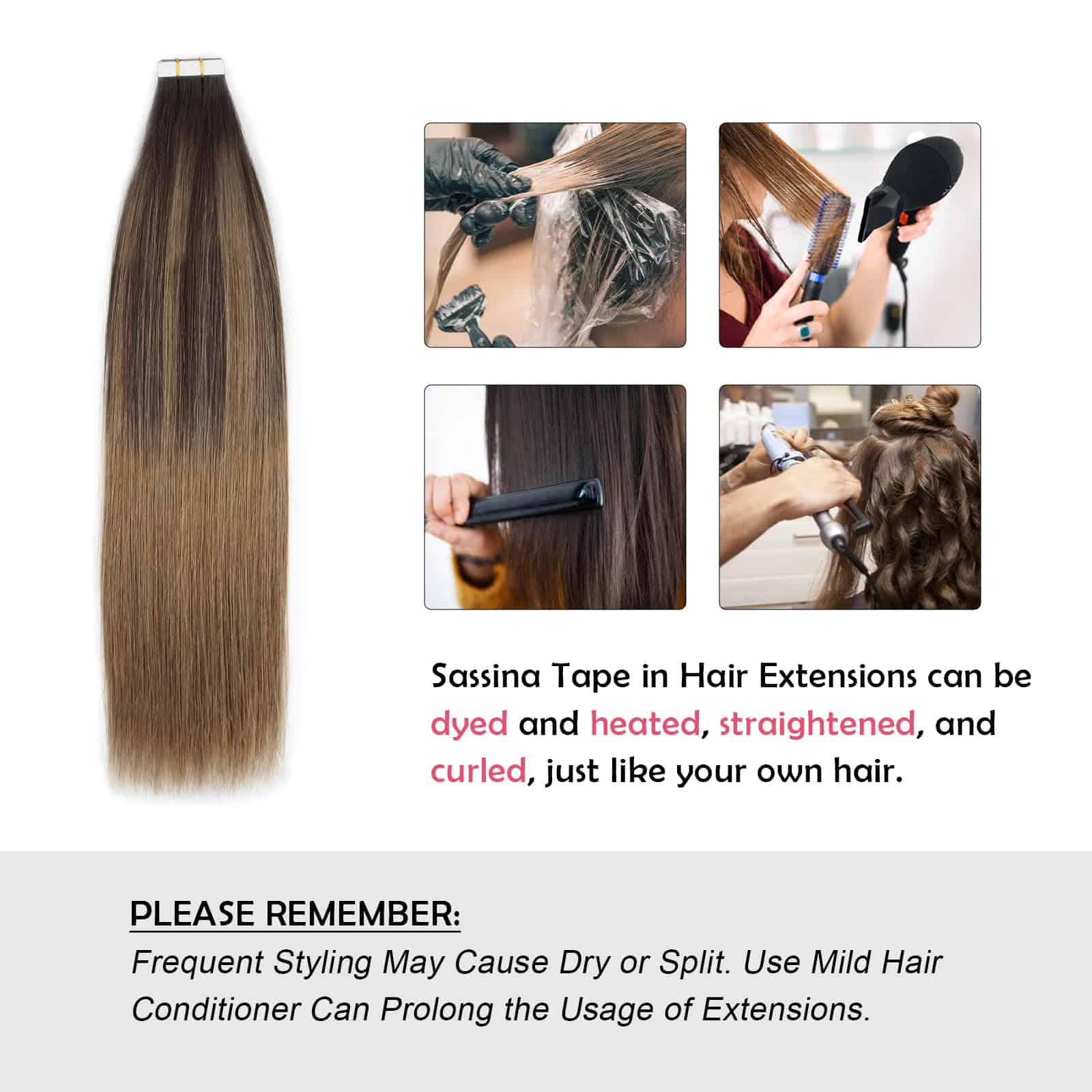 Extensiones de Cabello Tape in Remy Hair Ombre Balayage de - Imagen 9