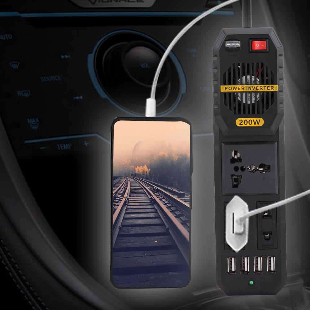 Inversor de Corriente para Coche de 200W, DC 12V a AC 220V - Imagen 3