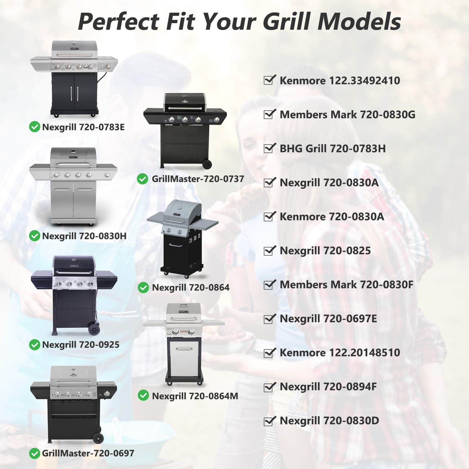 4 Piezas Protectores de Llamas para Grill Master 720-0697, - Imagen 5