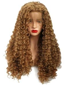 Pelucas Lace Front Sintéticas Largas Afro Rizadas para