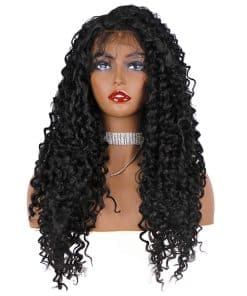 Pelucas Sintéticas de Encaje Frontal Largo Afro Rizado para