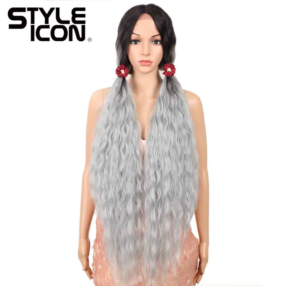 Pelucas de Encaje Largo Ondulado Sintético con Bebé Pelo - Imagen 3