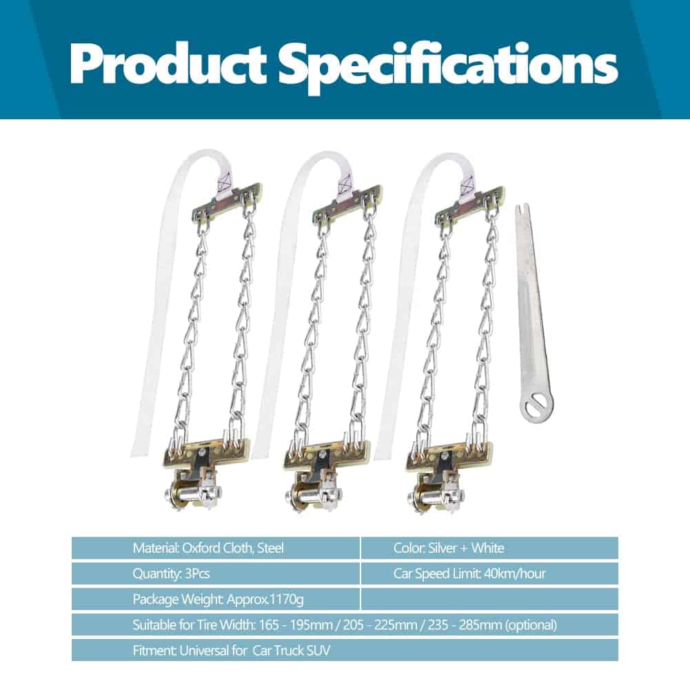 Juego de 3 Cadenas Antideslizantes para Neumáticos de Nieve - Imagen 6