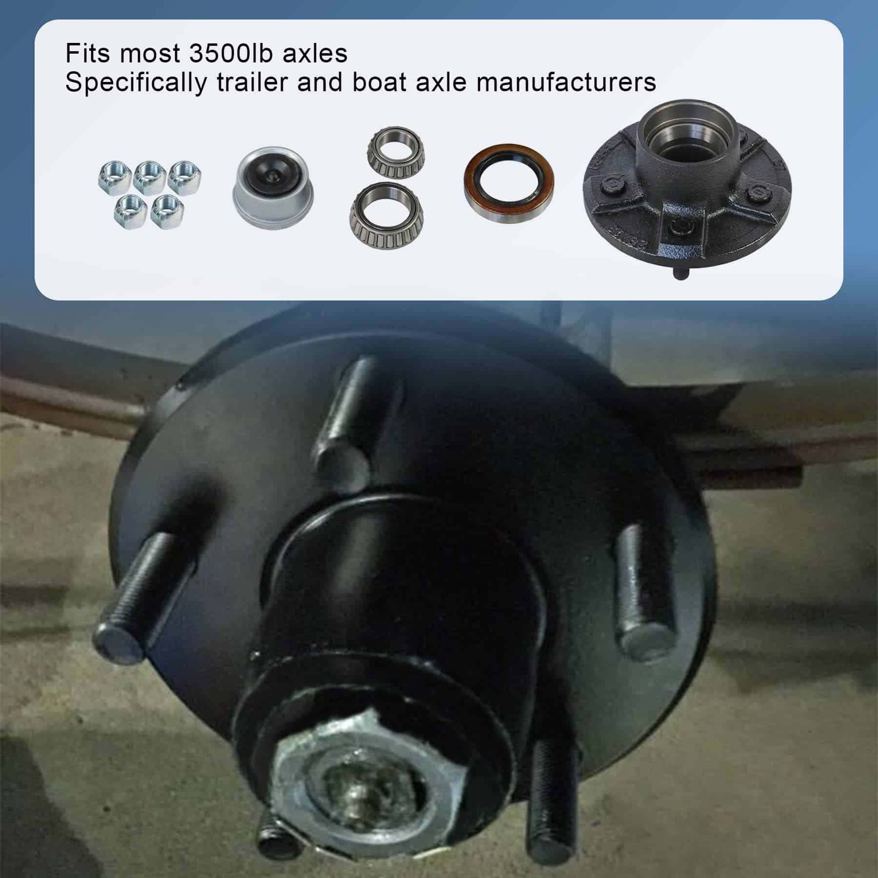 Kit de cubo de buje de remolque JDMSPEED 5 en 4.5" para eje - Imagen 4