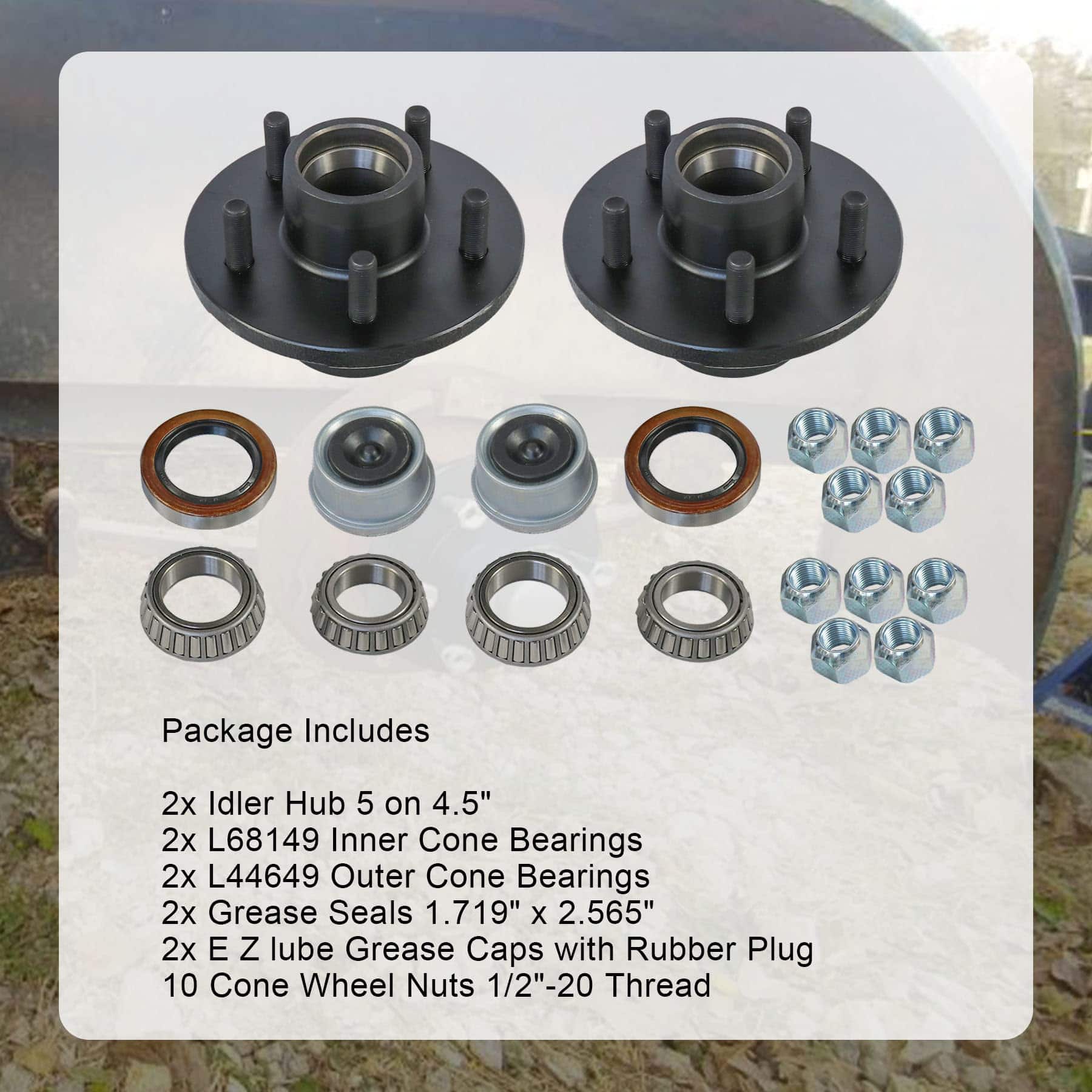 Kit de cubo de buje de remolque JDMSPEED 5 en 4.5" para eje - Imagen 3