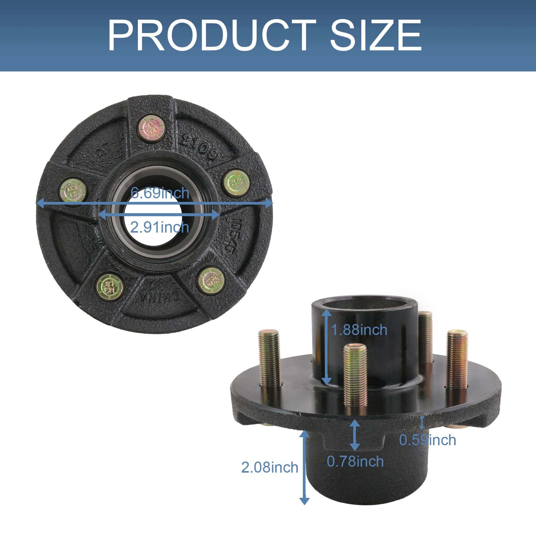 Kit de cubo de buje de remolque JDMSPEED 5 en 4.5" para eje - Imagen 5