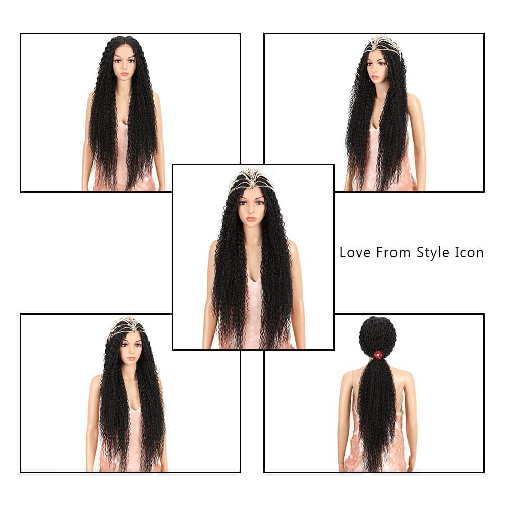 Peluca larga y rizada de 38 pulgadas con encaje frontal - Imagen 6