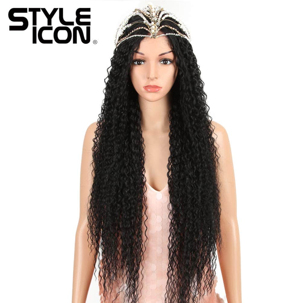 Peluca larga y rizada de 38 pulgadas con encaje frontal - Imagen 9