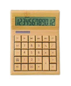 Calculadora de madera de bambú natural multifuncional con