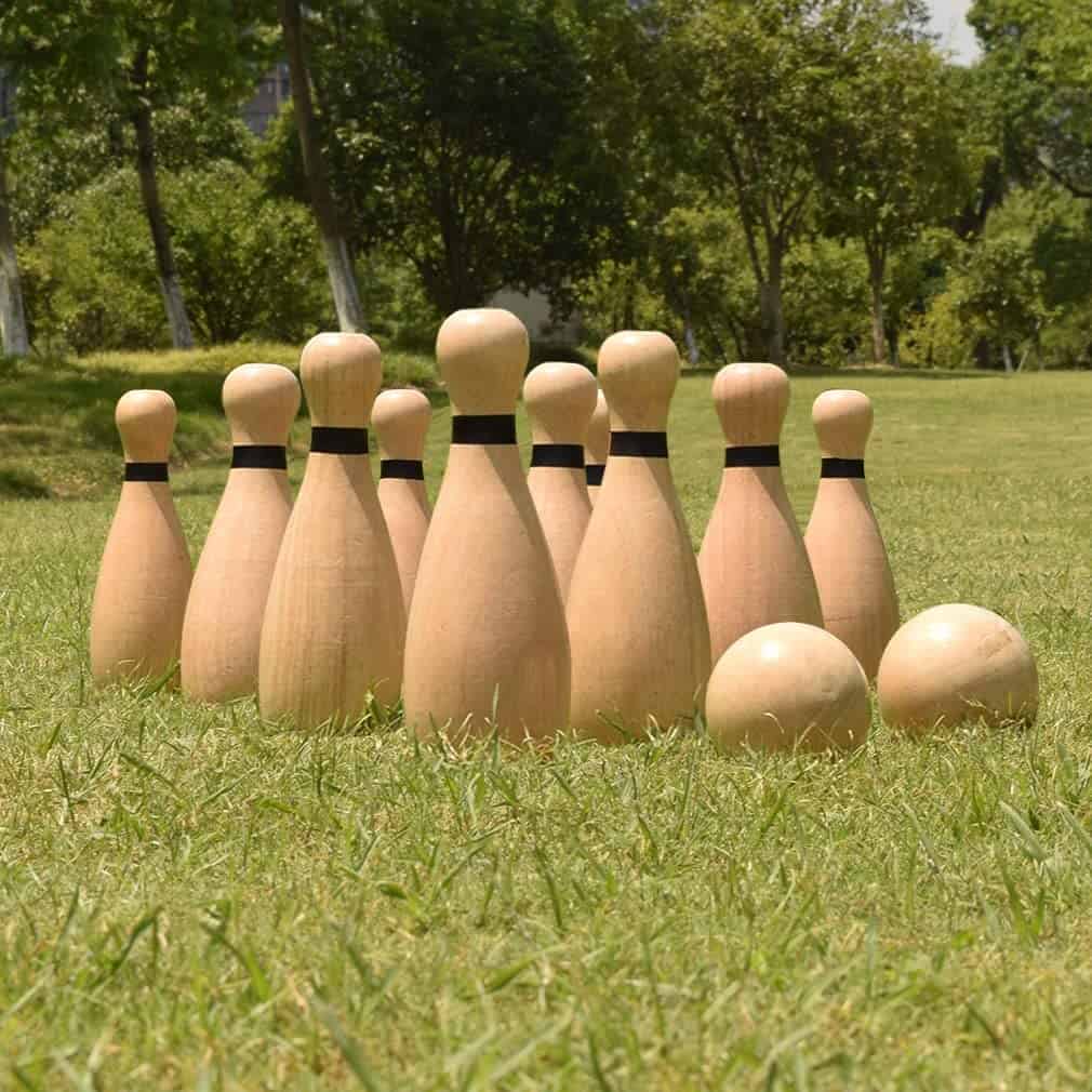 Juego de Bolos Gigante de Madera para Exteriores NI-ROU,