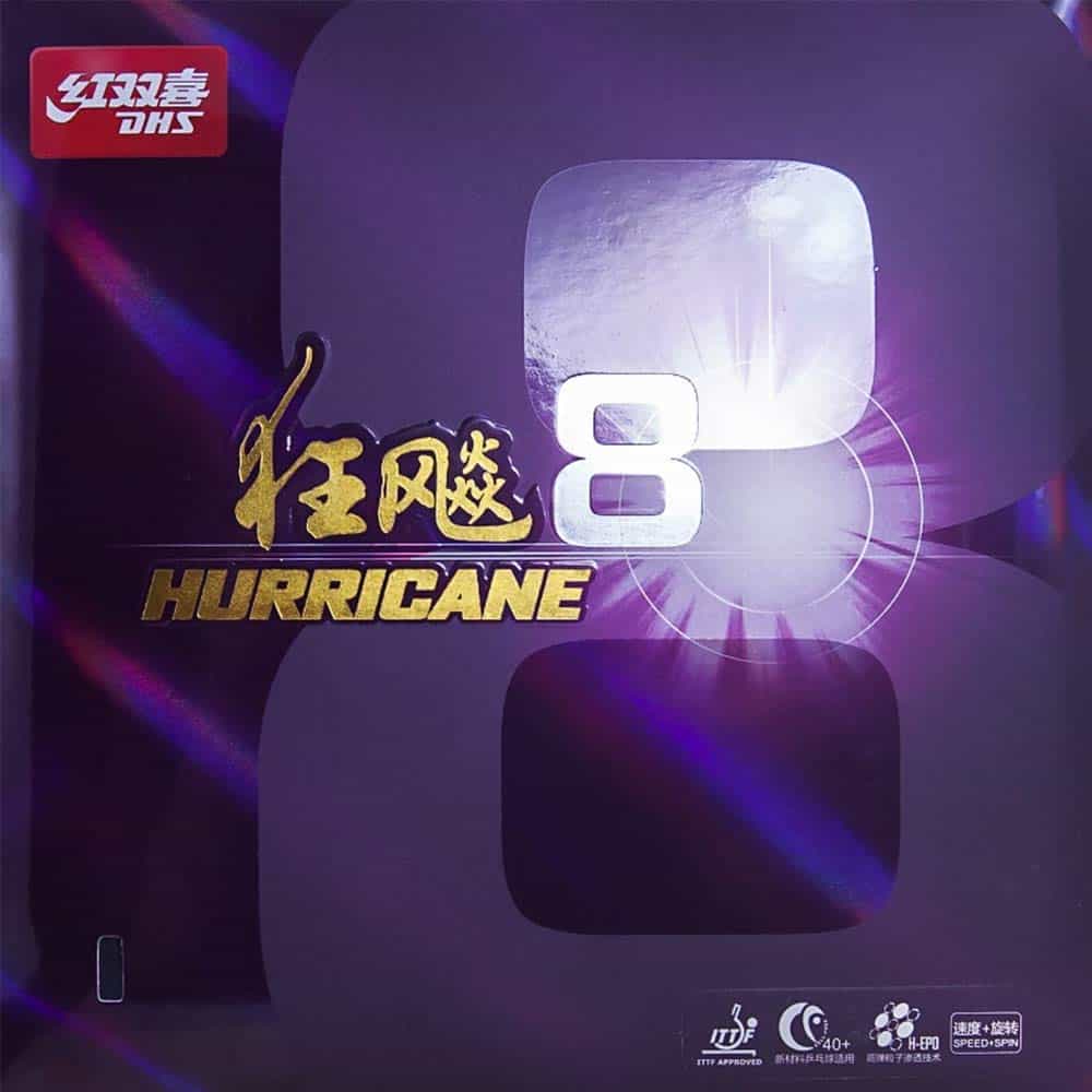 Goma de Tenis de Mesa DHS Hurricane 8 Hard (Negra, 2.2)