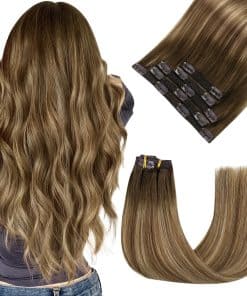 Easyouth Extensiones de Clip de Cabello Humano Real