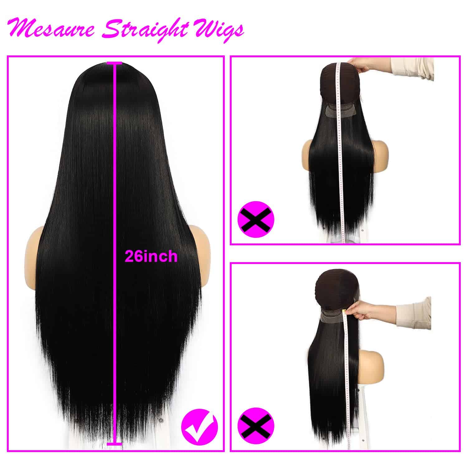 SAPPHIREWIGS Pelucas de Encaje Frontal 13x6 Negras Pelo - Imagen 7