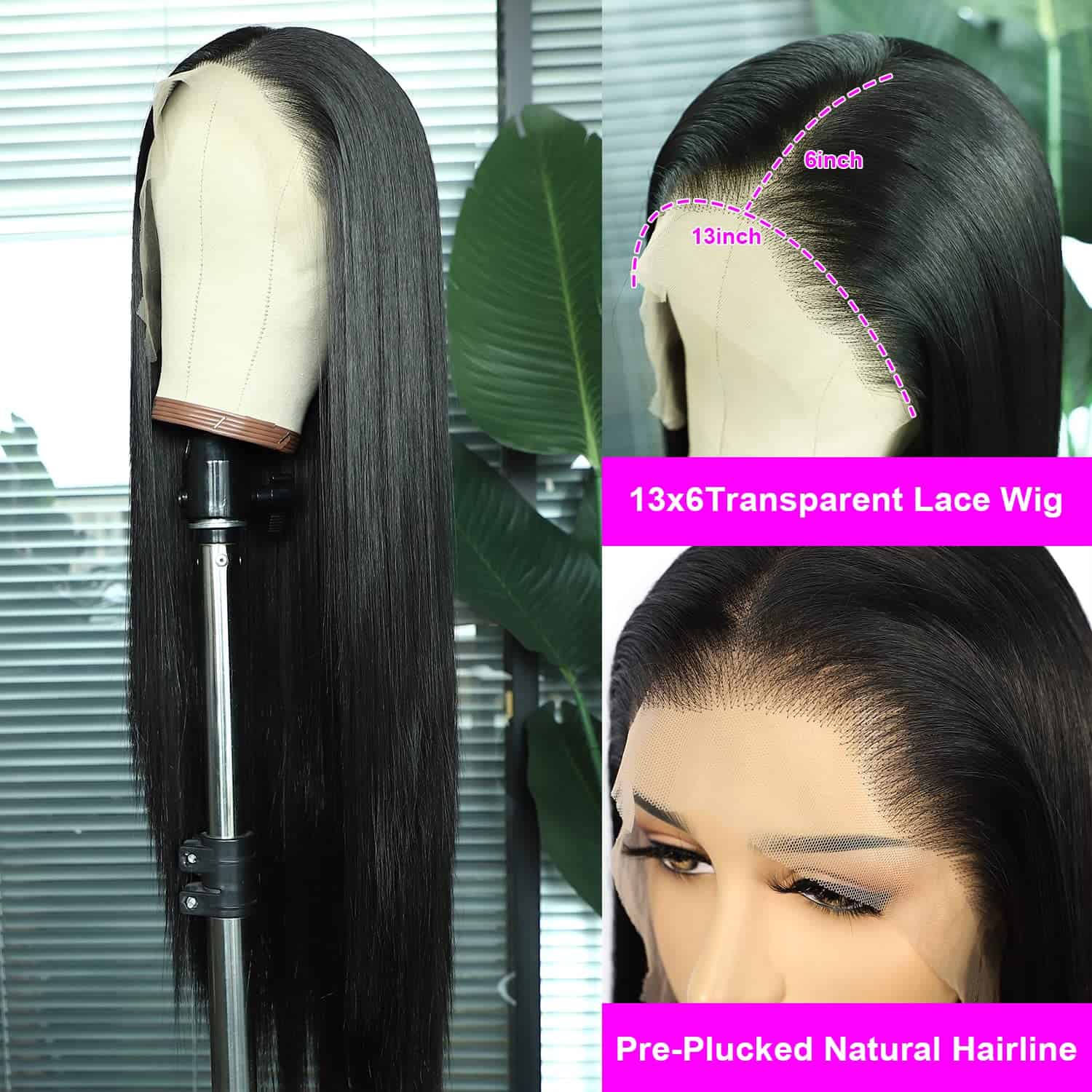 SAPPHIREWIGS Pelucas de Encaje Frontal 13x6 Negras Pelo - Imagen 5