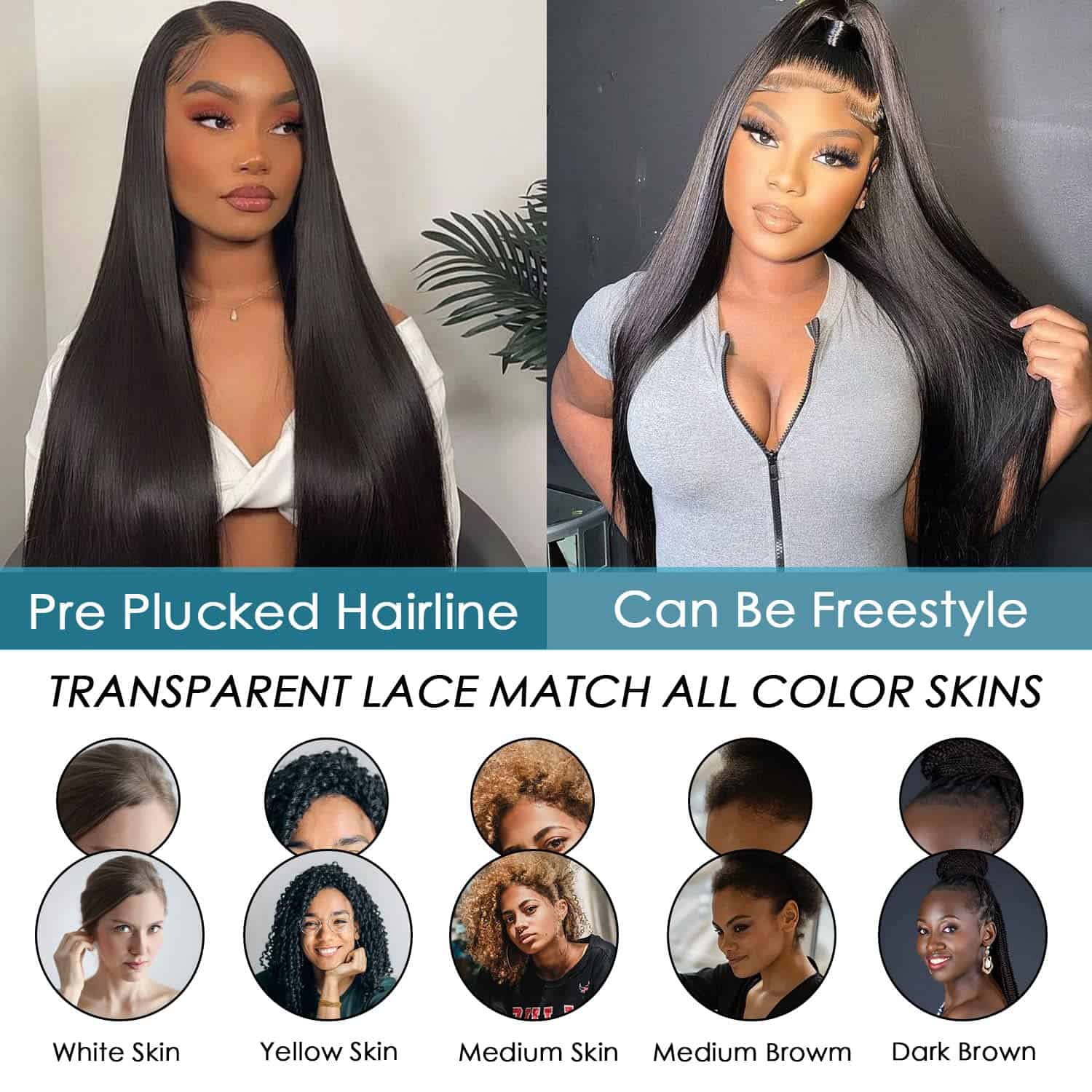 SAPPHIREWIGS Pelucas de Encaje Frontal 13x6 Negras Pelo - Imagen 9