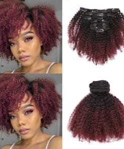 Extensiones de Cabello Rizado Kinky Afro Ombre Clip In 3C