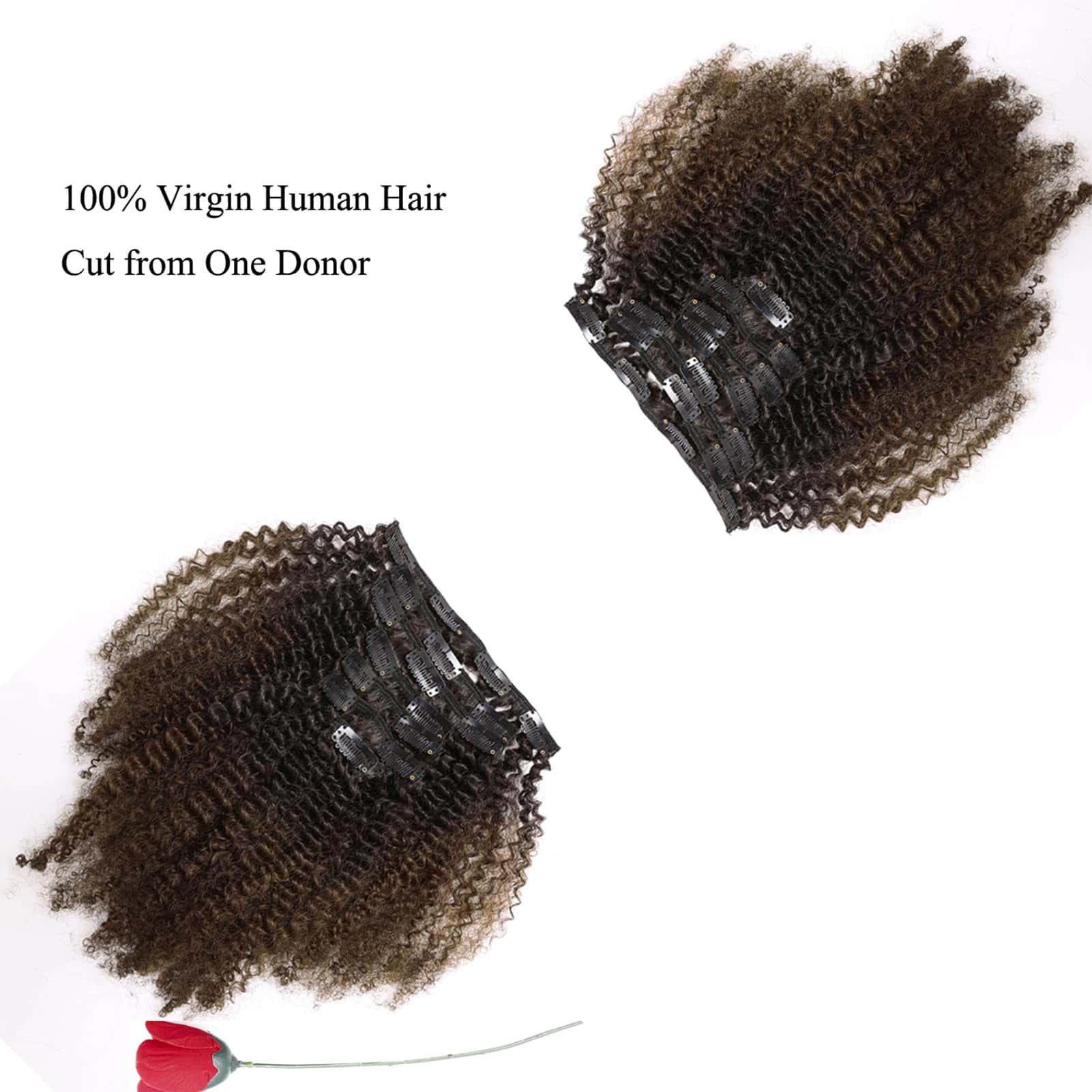 Extensiones de Cabello Afro Kinky Clip Ins de Pelo Humano - Imagen 8