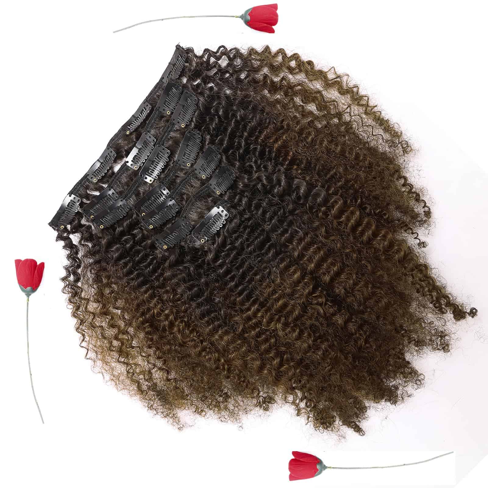 Extensiones de Cabello Afro Kinky Clip Ins de Pelo Humano - Imagen 9
