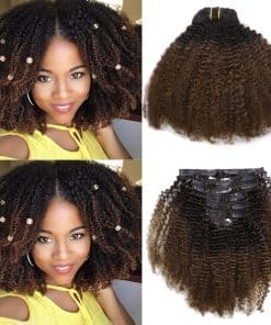 Extensiones de Cabello Afro Kinky Clip Ins de Pelo Humano