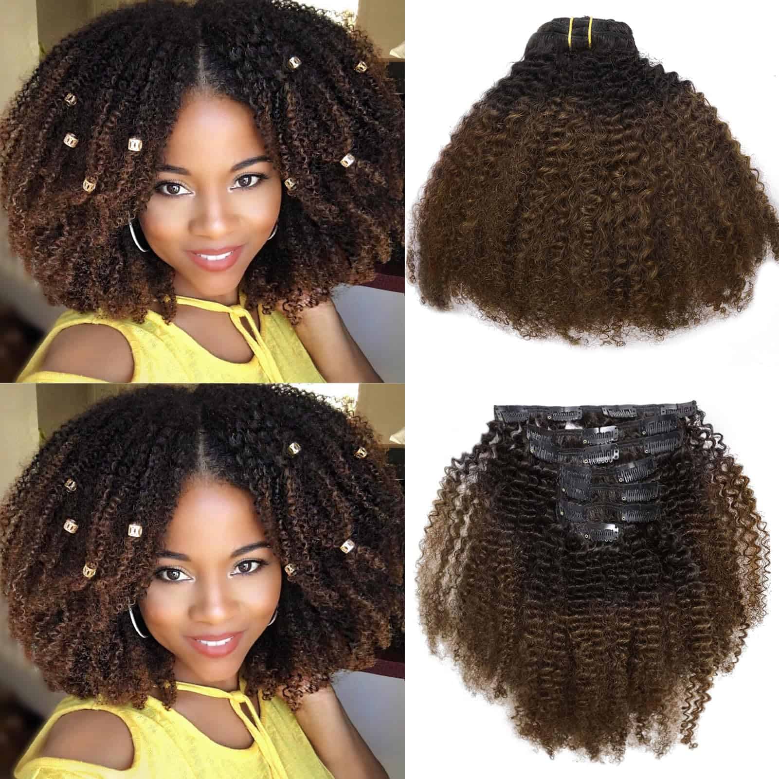 Extensiones de Cabello Afro Kinky Clip Ins de Pelo Humano