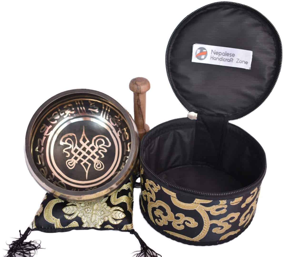 Conjunto de Cuenco Cantor con palo y almohadilla gratis por