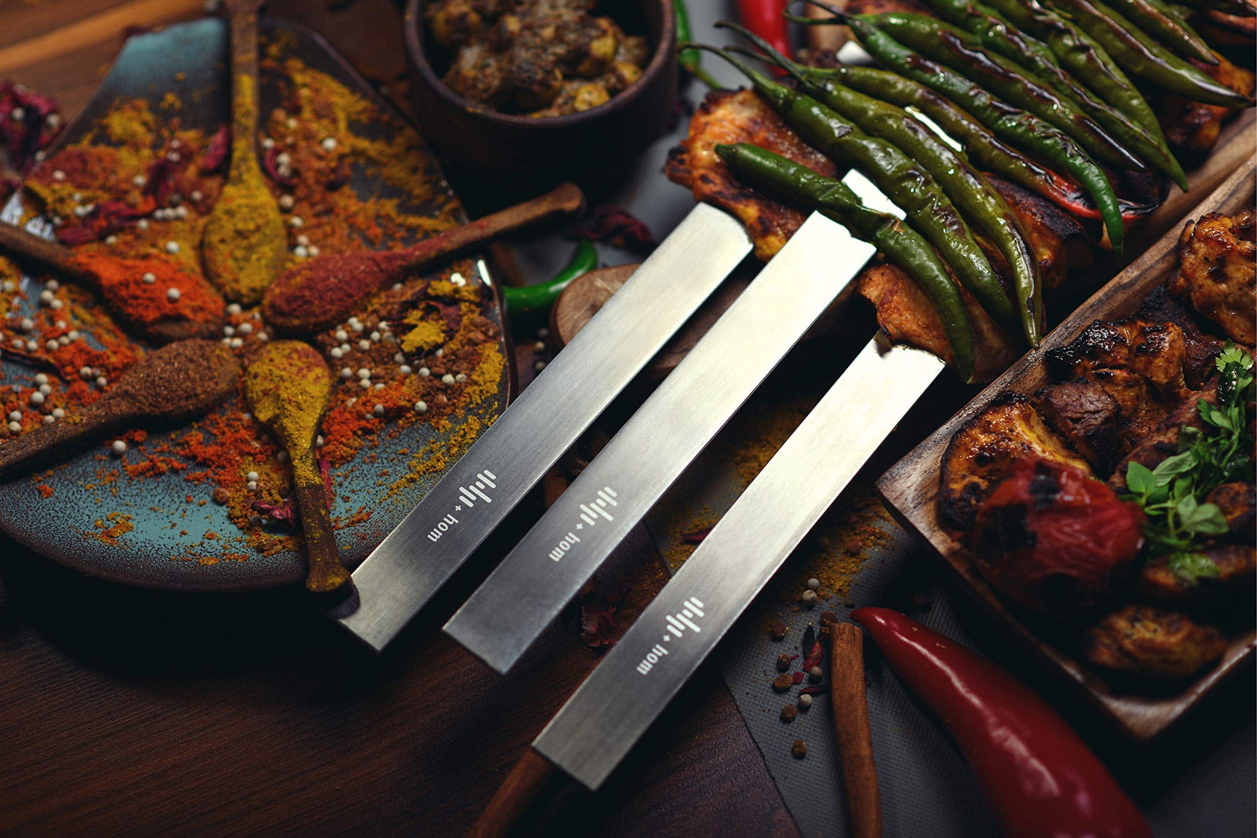 + HOM 6 Brochetas Planas de 1" de Ancho, Acero Inoxidable, - Imagen 5