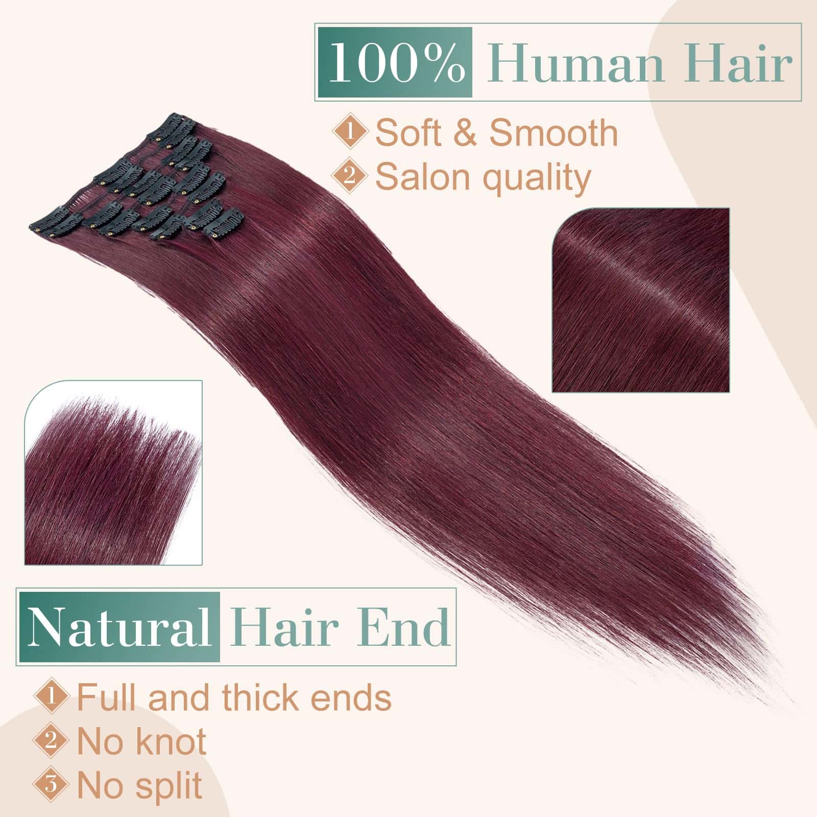 Extensiones de Cabello Clip en Cabello Humano Real 8pcs 14 - Imagen 4