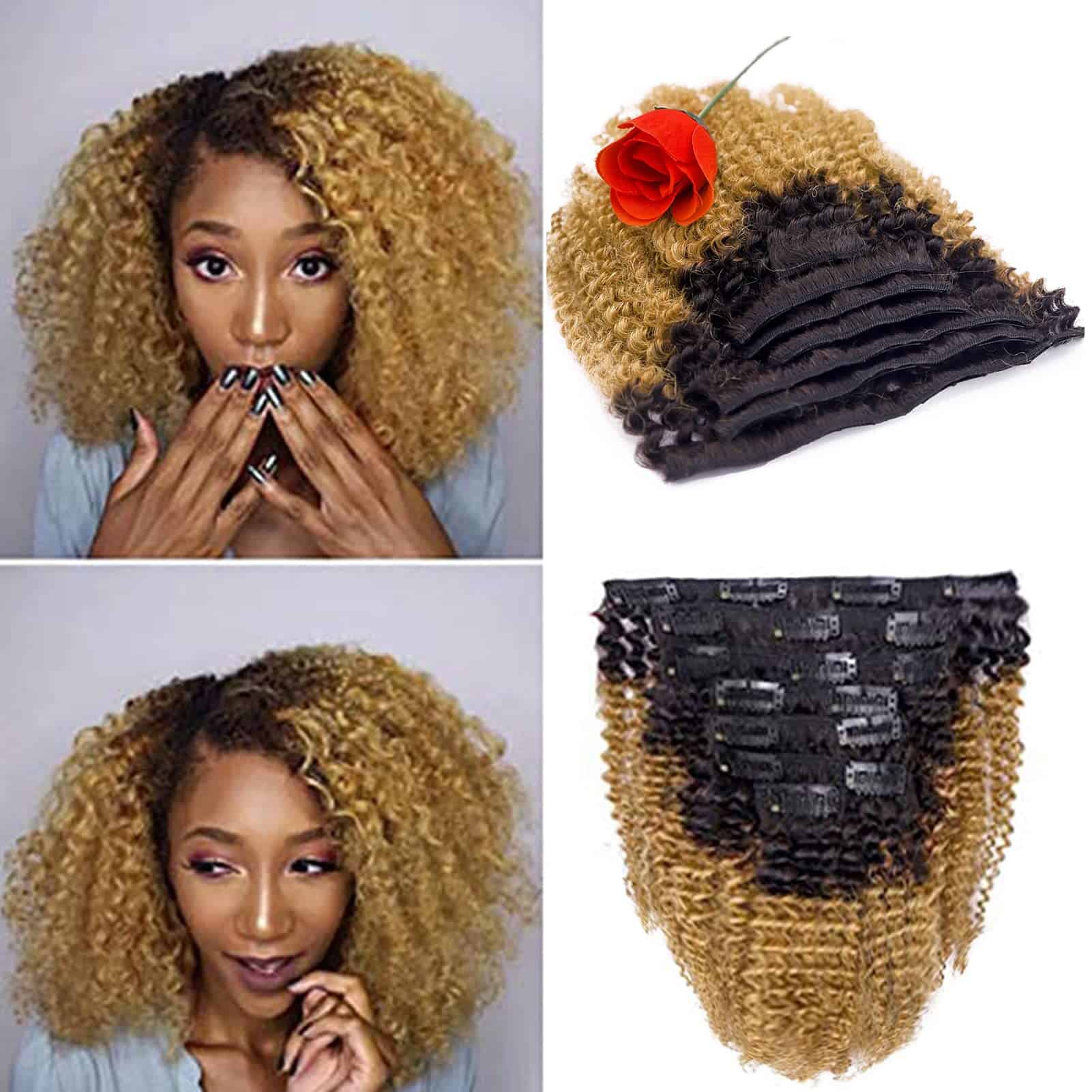 Loxxy Afro Kinky Curly Clip In Hair Extensions Remy Human
