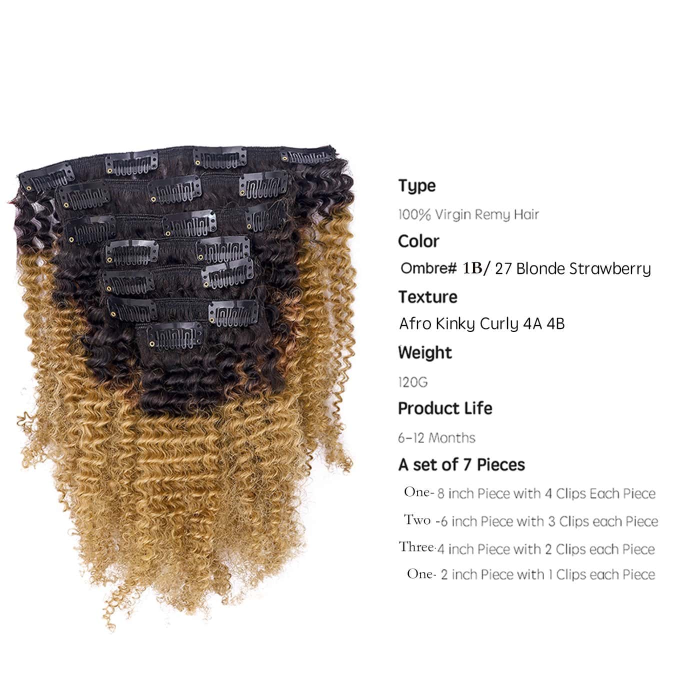 Loxxy Afro Kinky Curly Clip In Hair Extensions Remy Human - Imagen 3