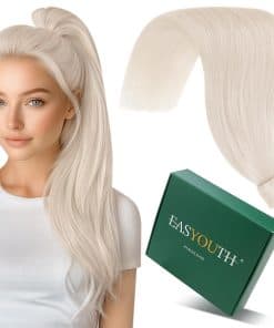 Easyouth Extensión de Cola de Caballo Cabello Humano Rubio