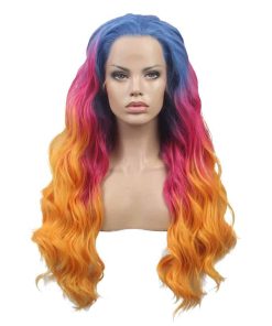 Pelucas largas de pelo arcoíris FSLWIGS Multi-Color Natural