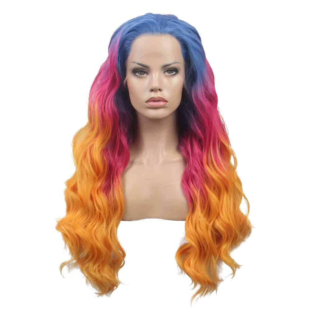Pelucas largas de pelo arcoíris FSLWIGS Multi-Color Natural