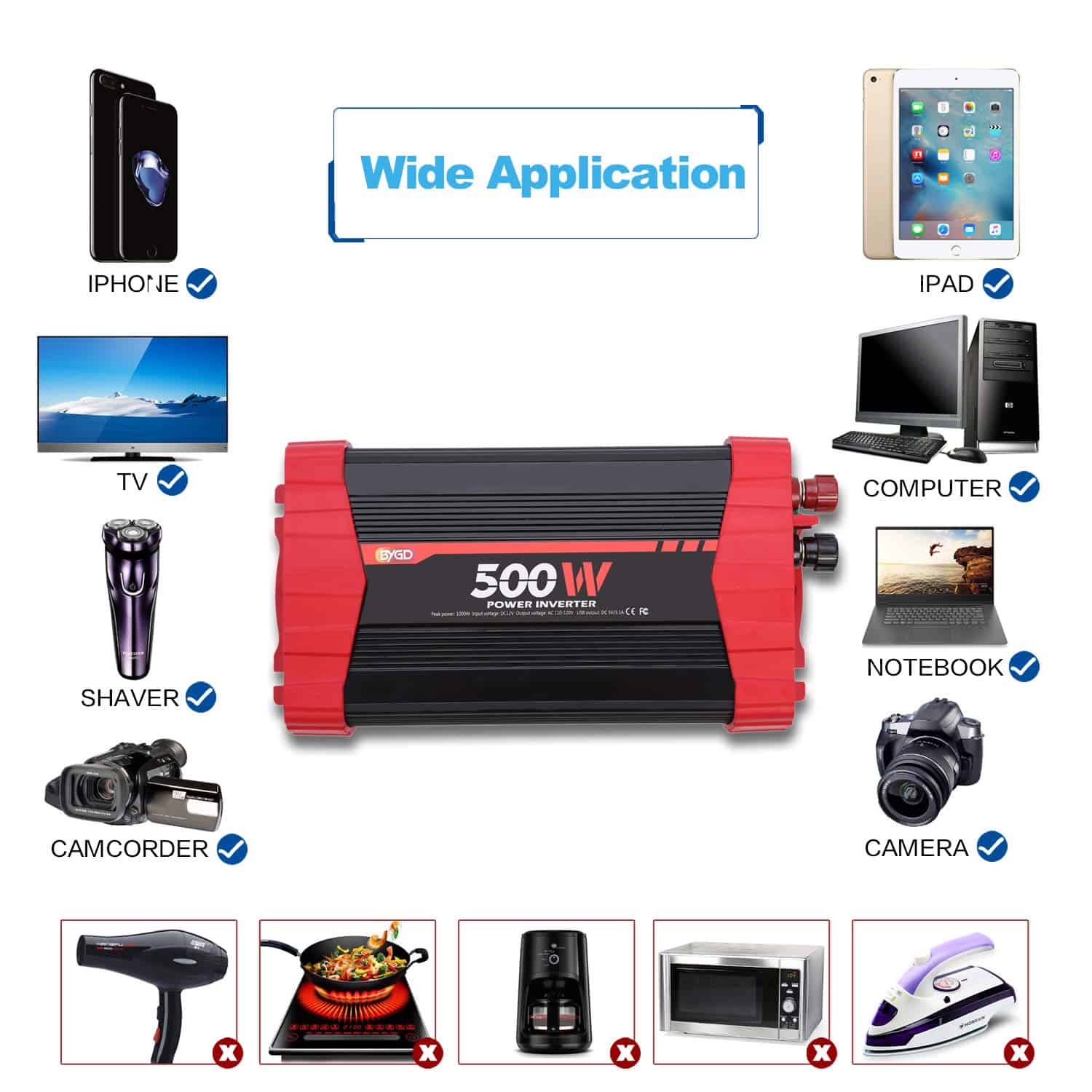 Inversor de Corriente BYGD 500W, Adaptador de Cargador de - Imagen 3