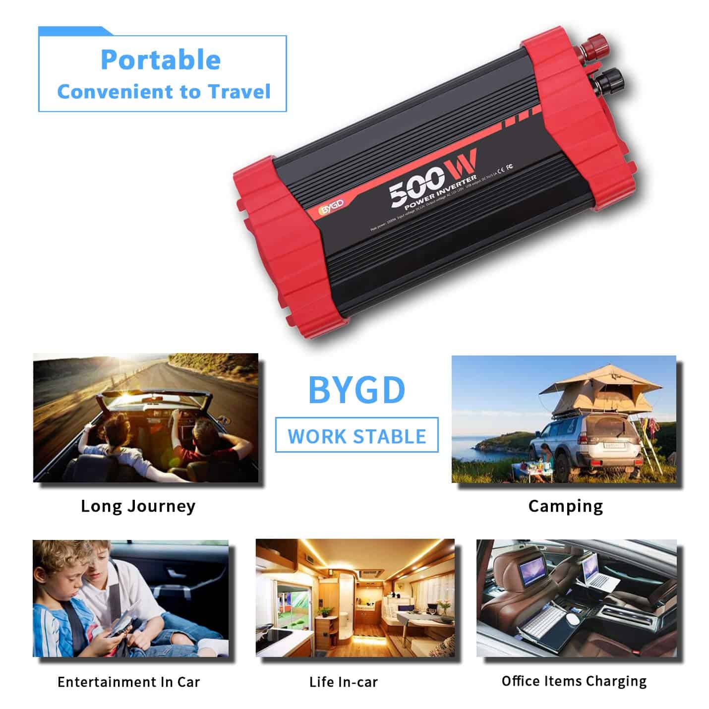Inversor de Corriente BYGD 500W, Adaptador de Cargador de - Imagen 5