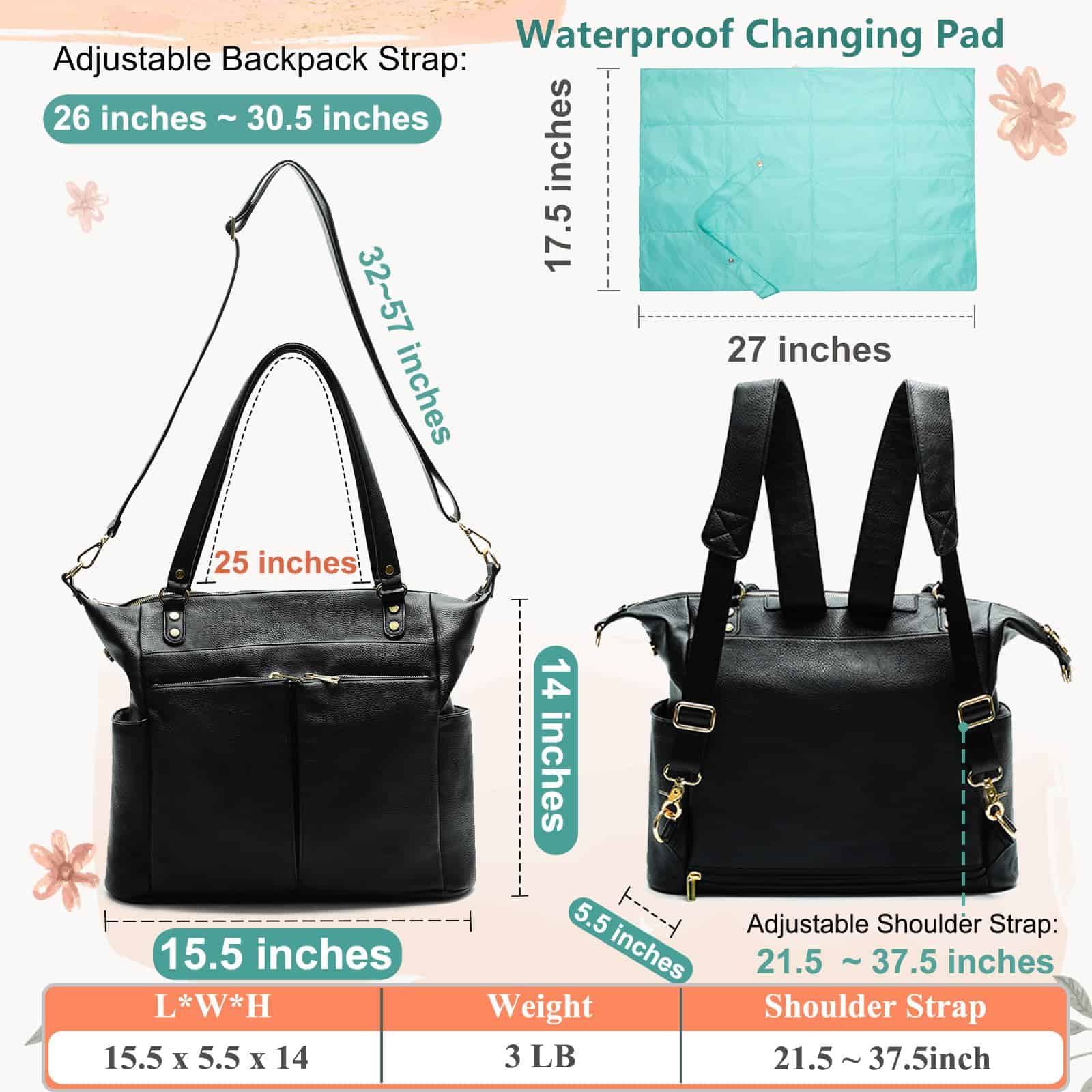 MOMINSIDE Bolso de Pañales Tote, Bolso de Pañales de Cuero - Imagen 6