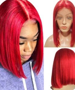 Pelucas de cabello humano rojo, Peluca frontal de encaje HD