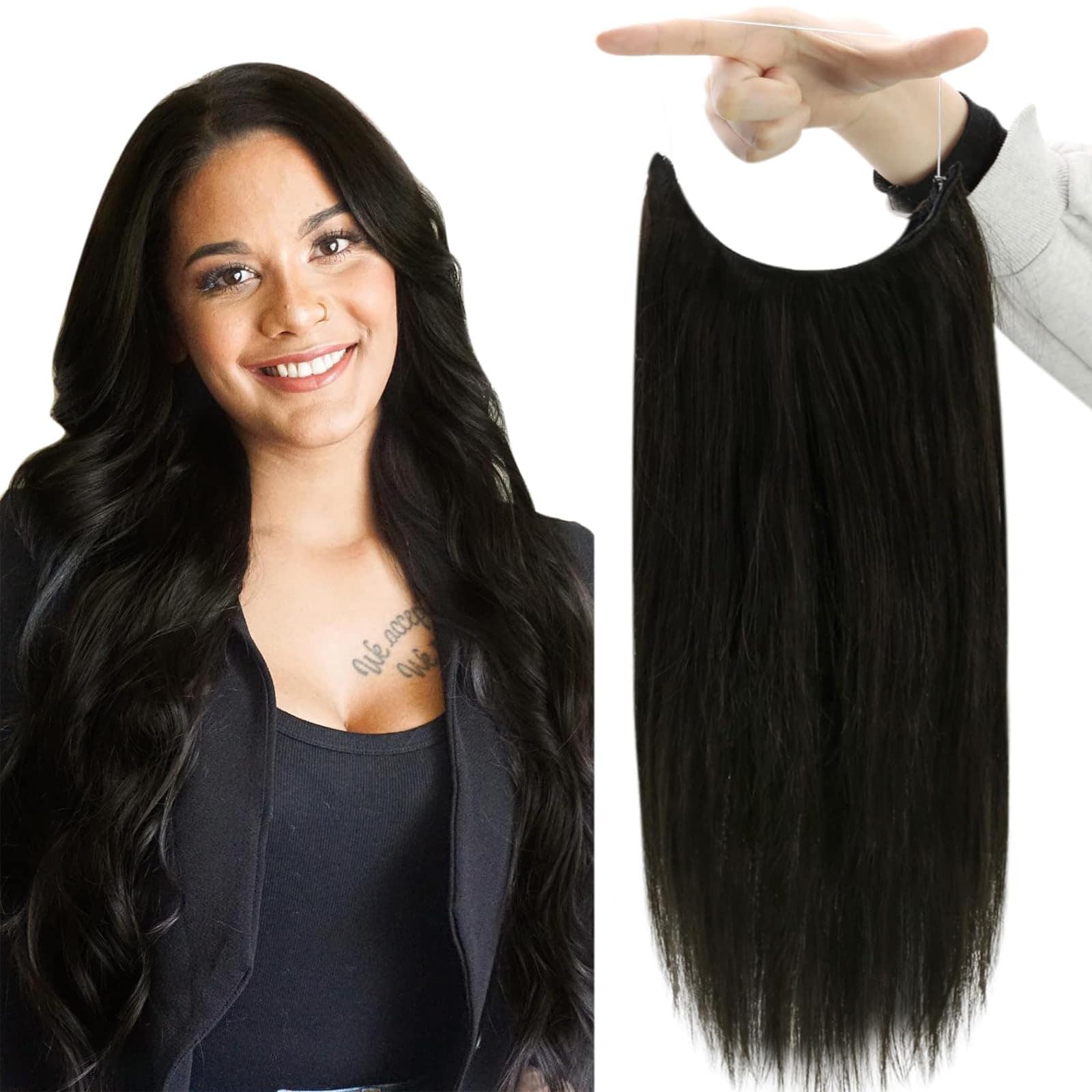 Extensiones de Pelo Fshine de Cable Negro Pelo Humano Real