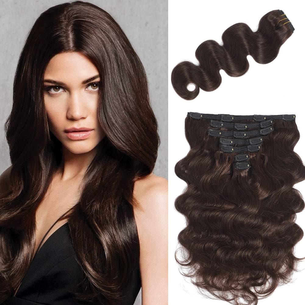 Extensiones de Cabello Clip In de Pelo Humano Real,